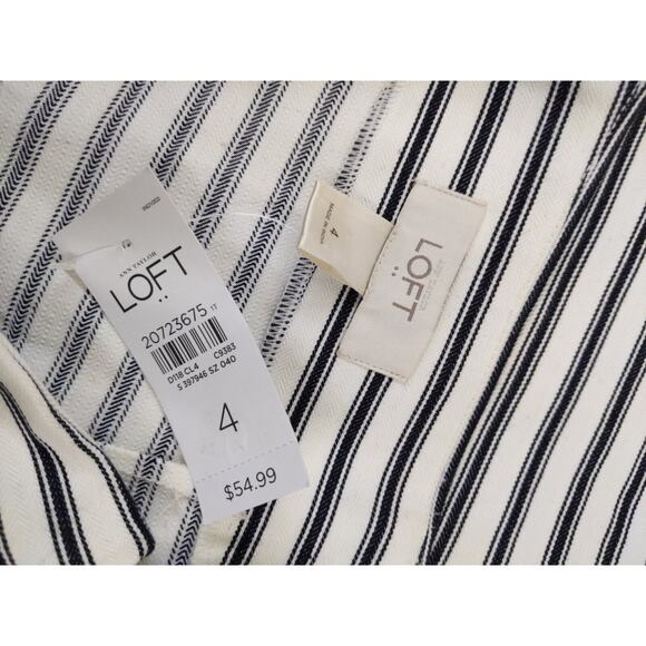 Ann Taylor Loft Skirt Sz 4 White Black Stripe Twill Faux Wrap Sailor Nautical - Picture 6 of 7